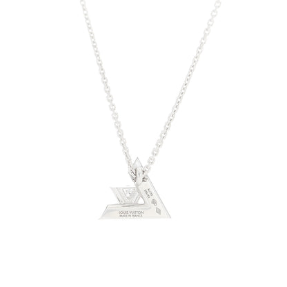 Louis Vuitton 18K White Gold Diamond Small LV Volt One Pendant Necklace 3 of 5