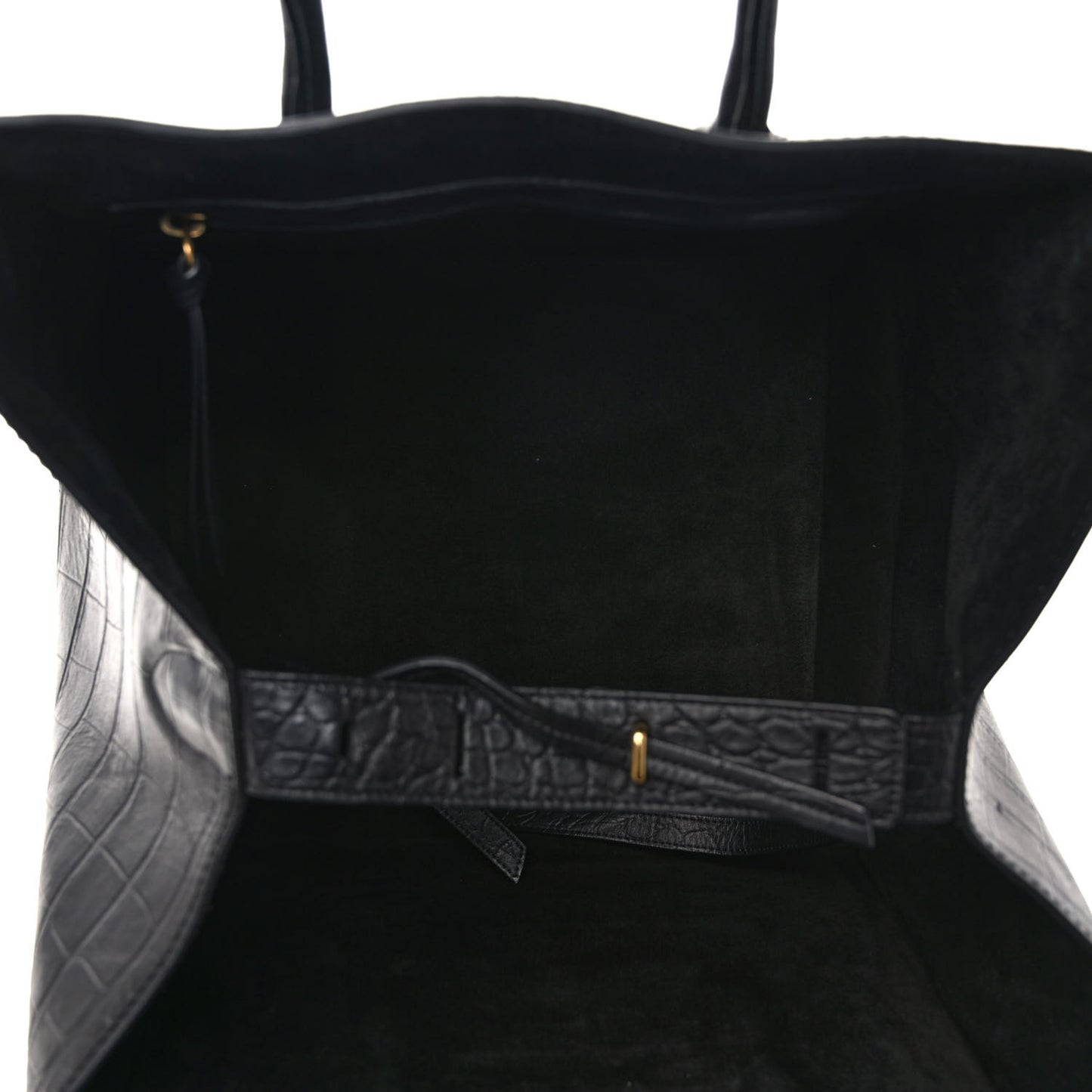 Calfskin Crocodile Embossed Medium Phantom Luggage Black