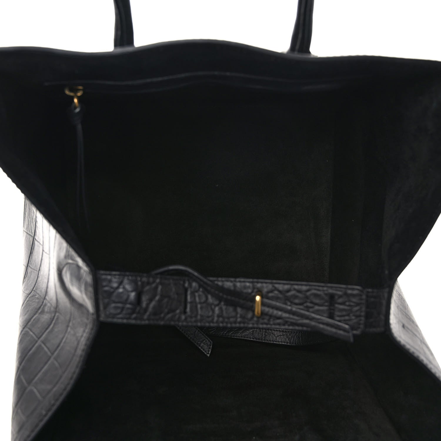 Celine Calfskin Crocodile Embossed Medium Phantom Luggage Black 5 of 10