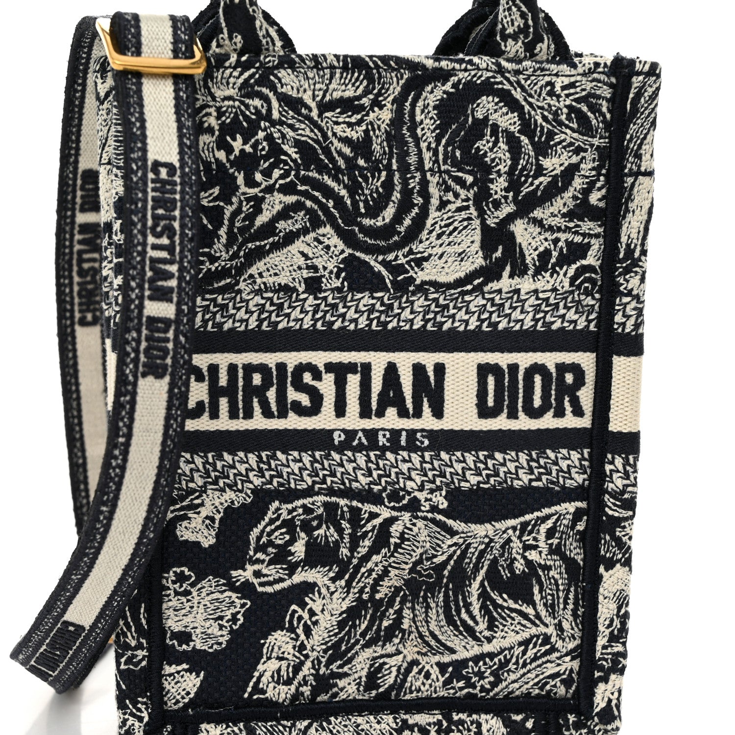 Christian Dior Canvas Toile de Jouy Reverse Embroidered Mini Book Tote Phone Bag Blue 8 of 11