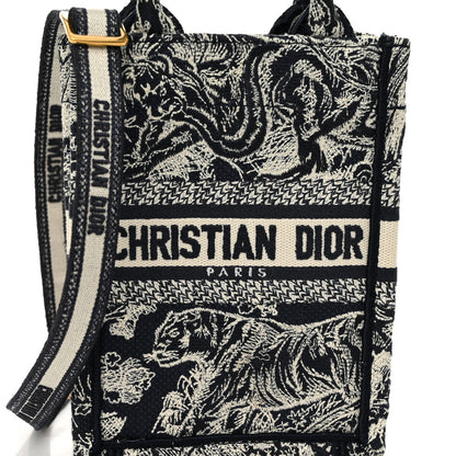 Christian Dior Canvas Toile de Jouy Reverse Embroidered Mini Book Tote Phone Bag Blue 8 of 11