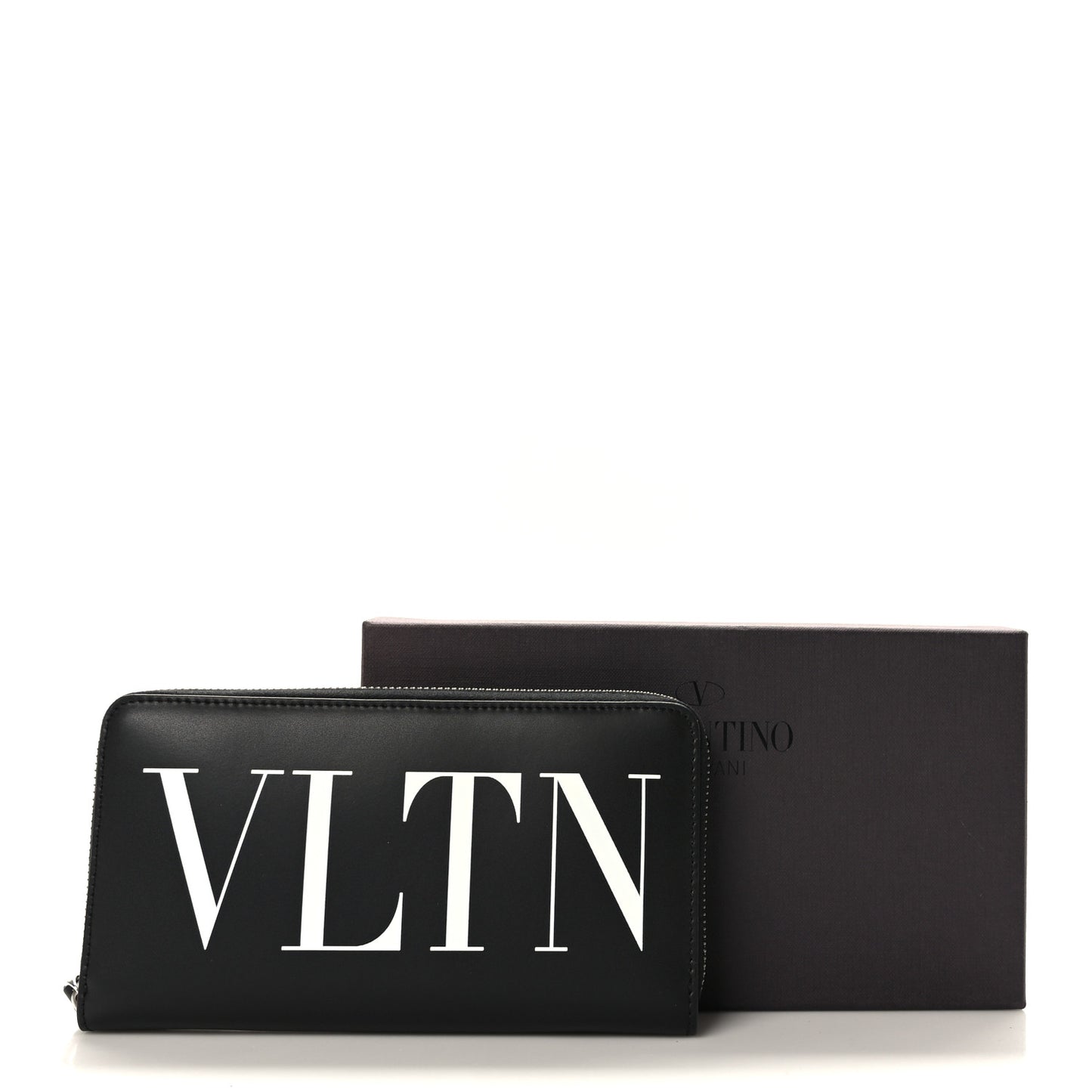 Calfskin VLTN Zip Around Wallet Black