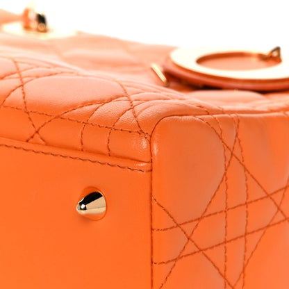 Christian Dior Lambskin Cannage Medium Lady Dior Orange 9 of 12
