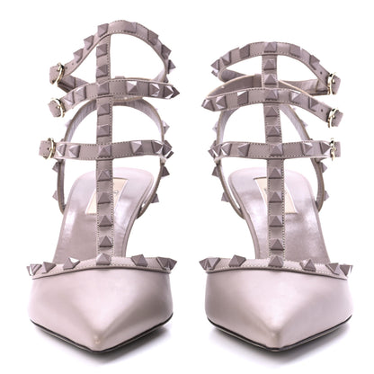Valentino Garavani Calfskin Lacquered Monochrome Rockstud Ankle Strap 65mm Pumps 40 Poudre 2 of 8