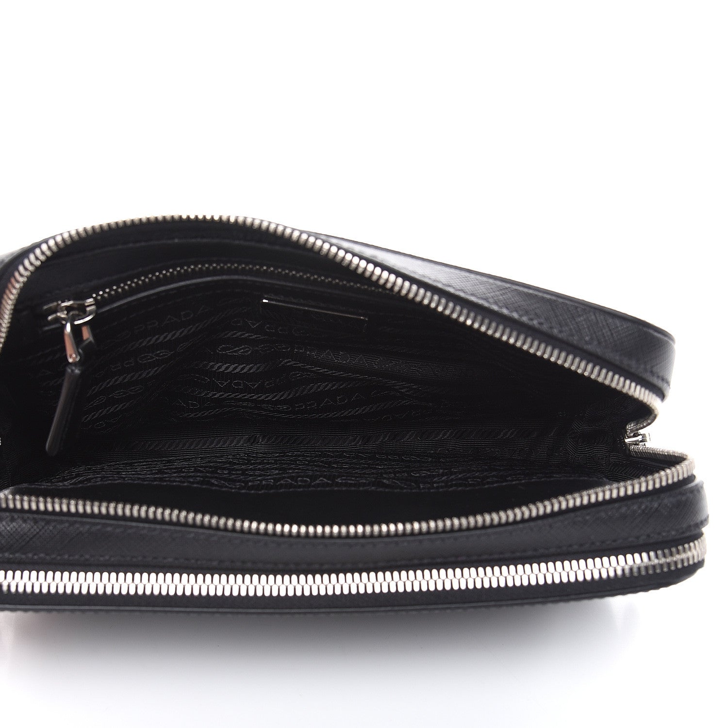 Prada Saffiano Travel Wristlet Bag Black 7 of 9