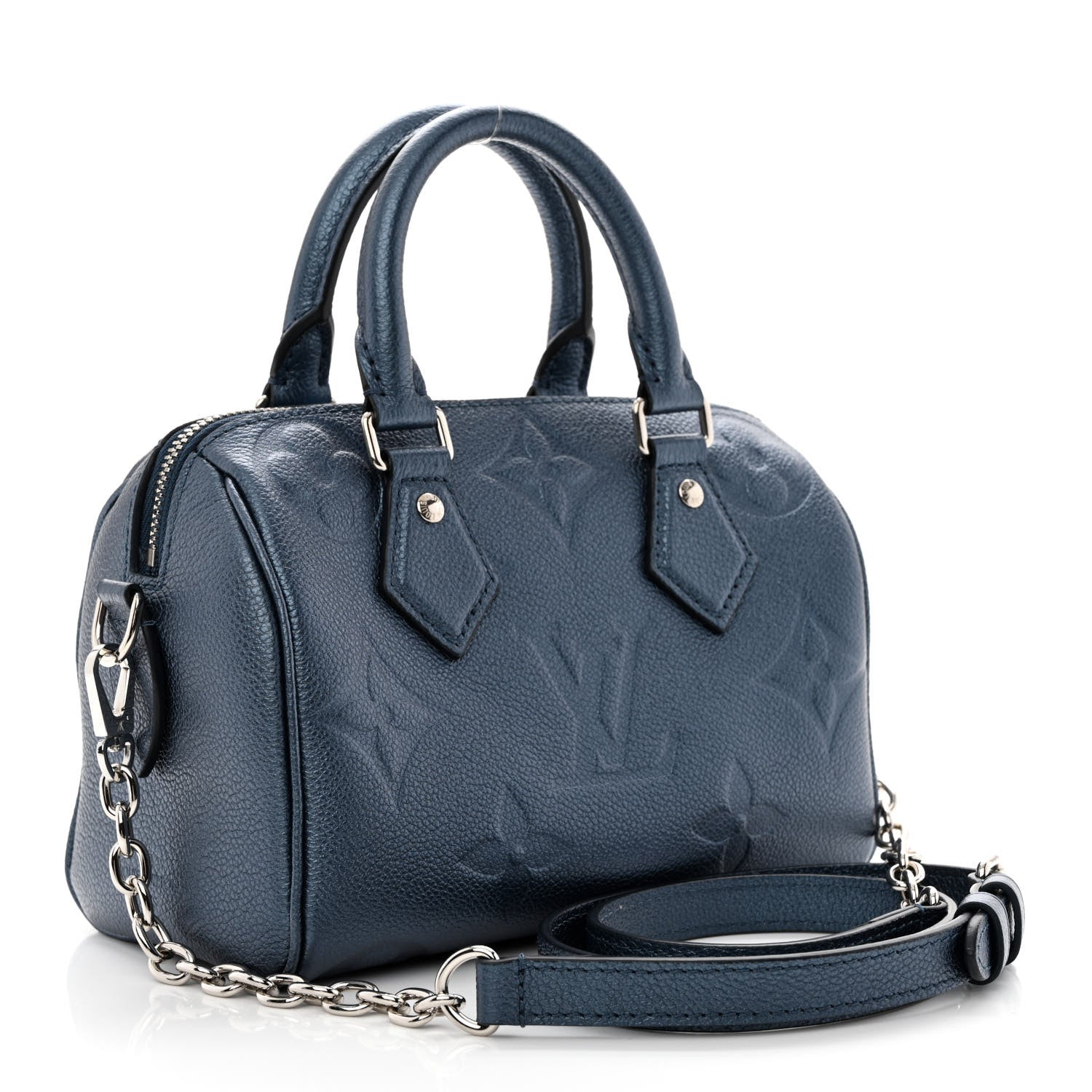 Louis Vuitton Metallic Empreinte Monogram Giant Speedy Bandouliere 20 Navy Nacre 3 of 9
