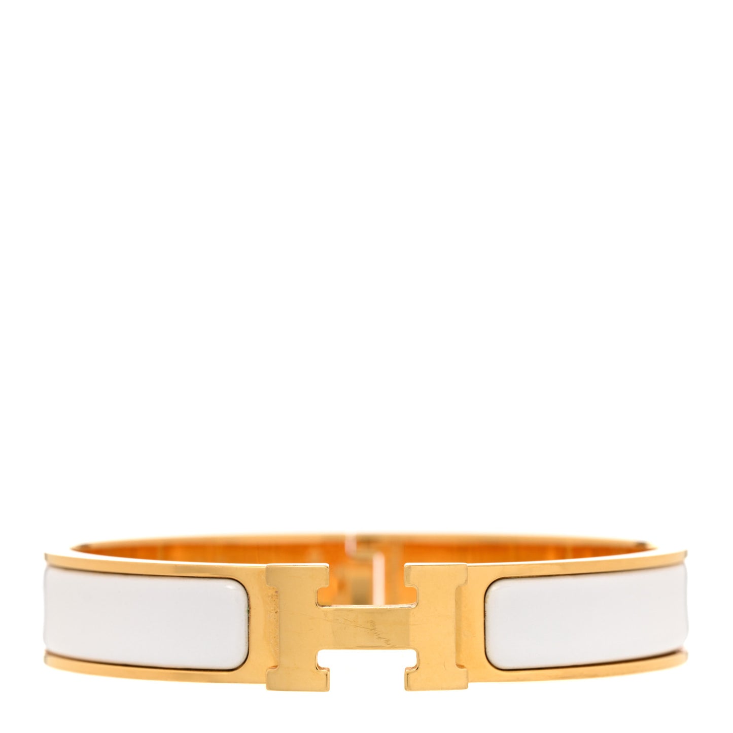 Enamel Narrow Clic Clac H Bracelet PM White
