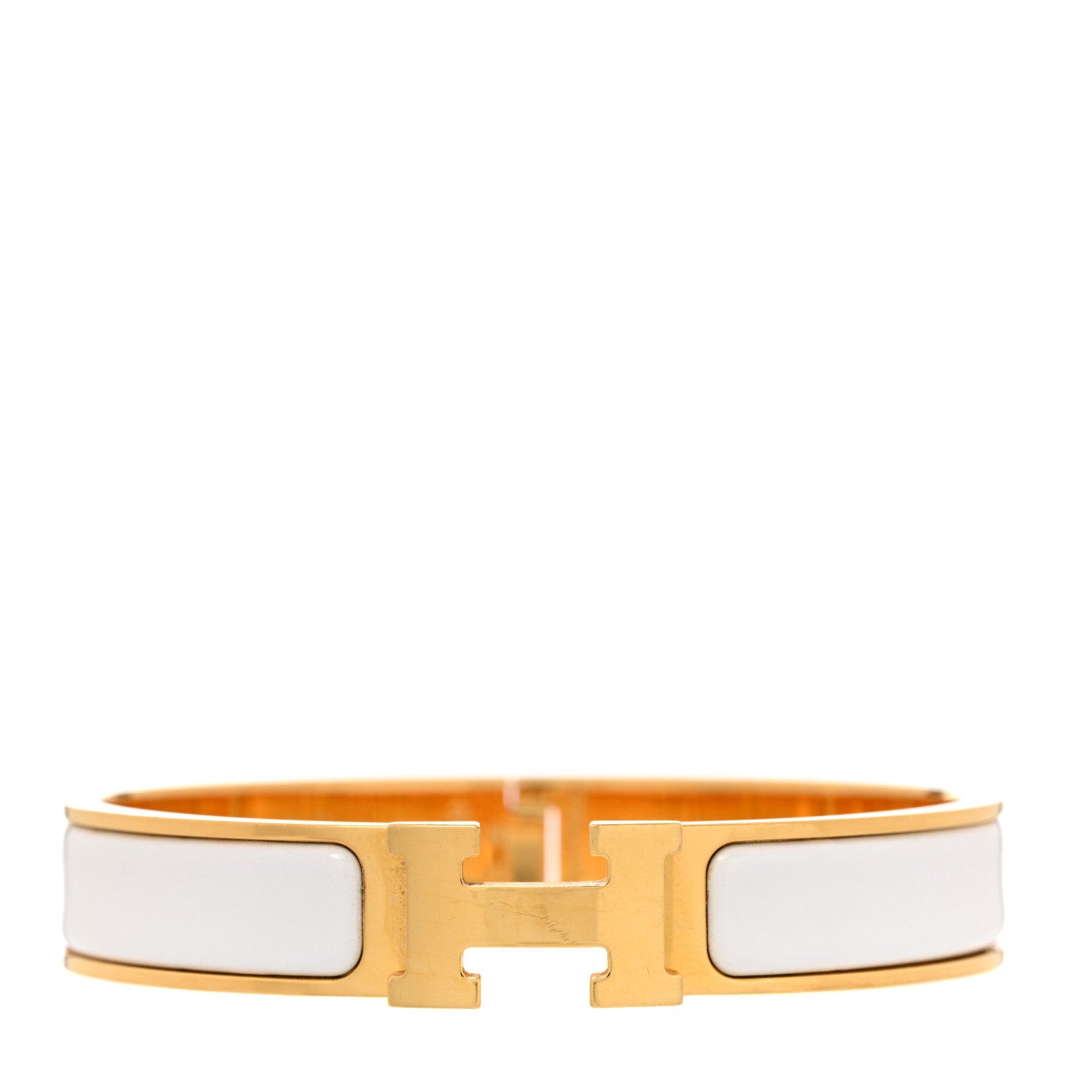Hermes Enamel Narrow Clic Clac H Bracelet PM White 1 of 5