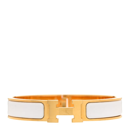 Hermes Enamel Narrow Clic Clac H Bracelet PM White 1 of 5