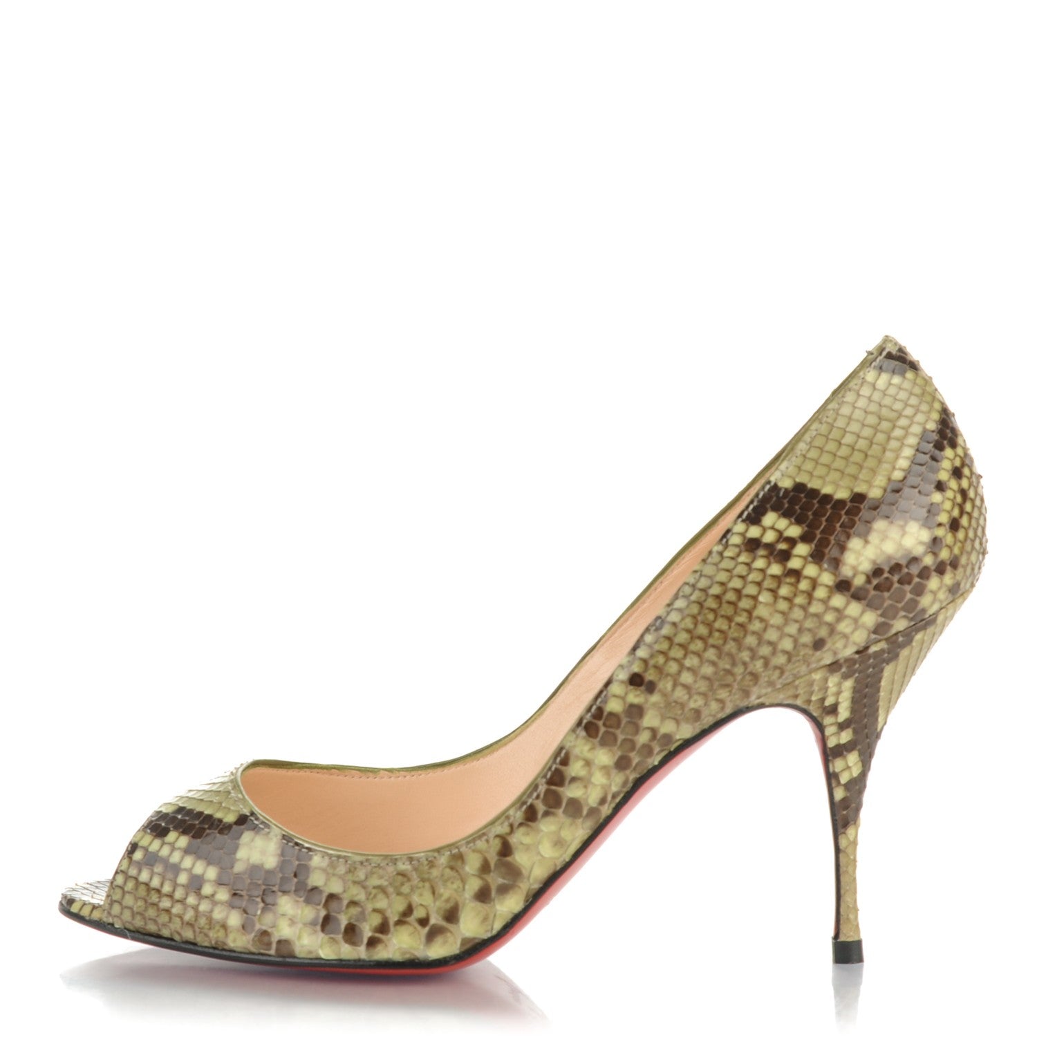 Christian Louboutin Python Yoyo 85 Peep Toe Pumps 36 Green 1 of 6