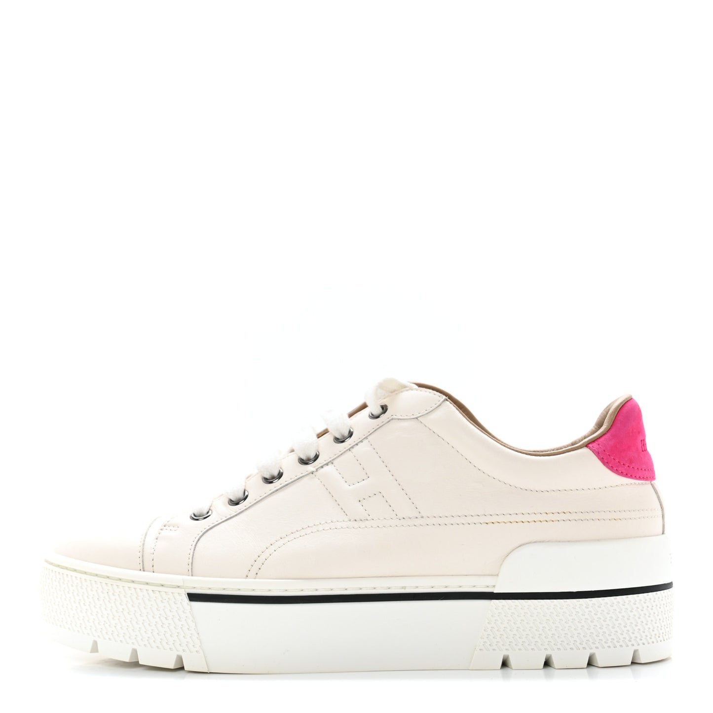 Calfskin Suede Goatskin Womens Voltage Sneakers 39.5 Blanc Rose Fuchsia