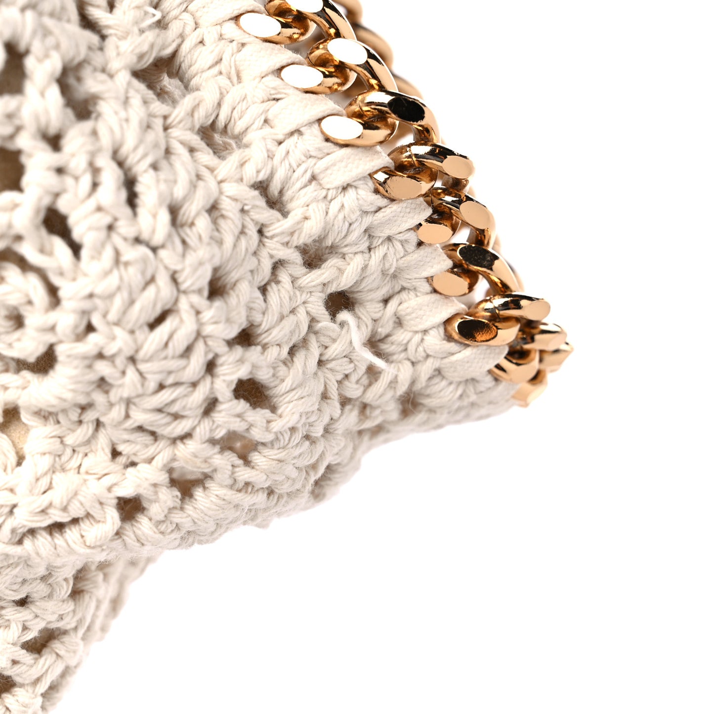 Cotton Crochet Falabella Ajouree Tote Bag White