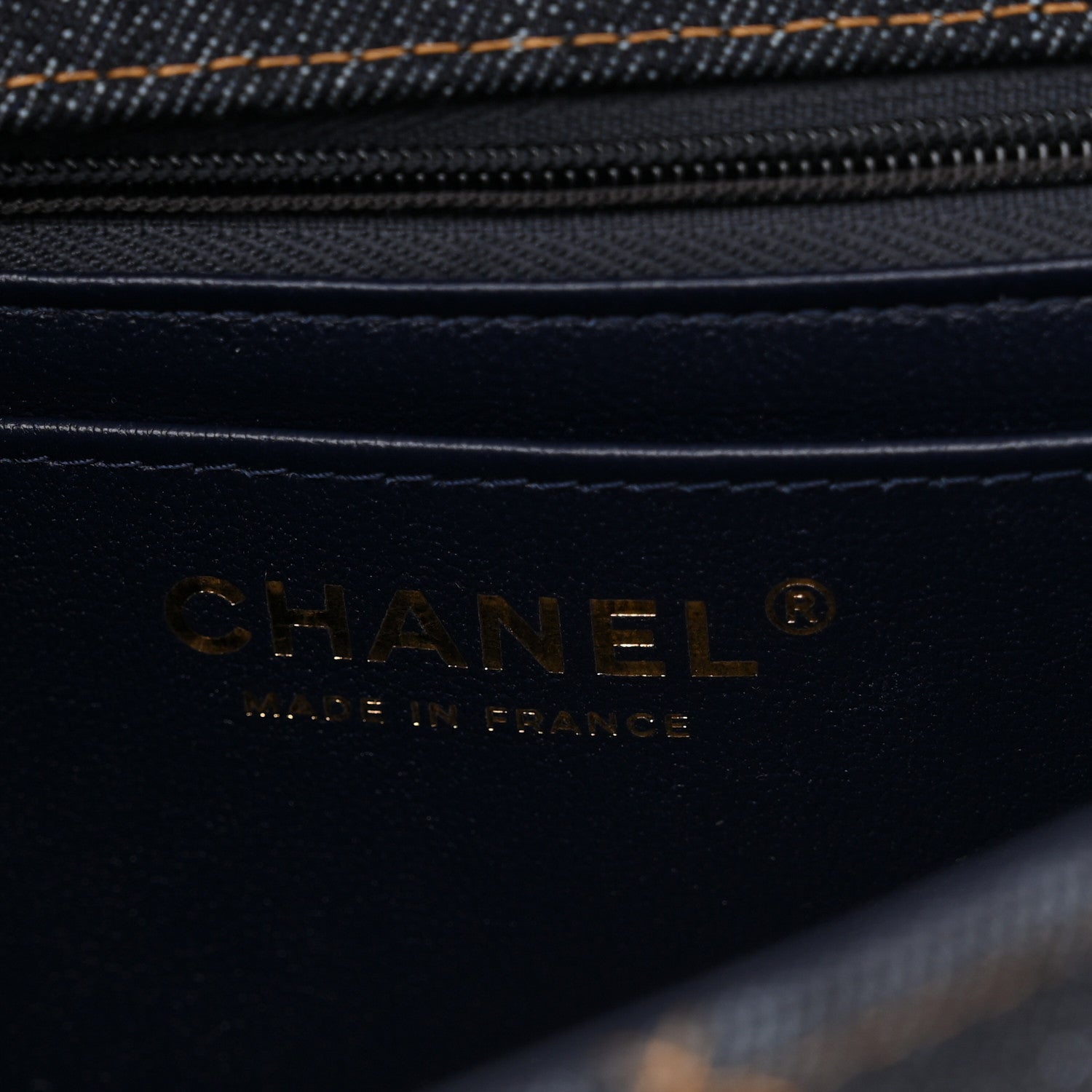 Chanel Denim Quilted Mini Rectangular Flap Dark Blue Orange 6 of 11