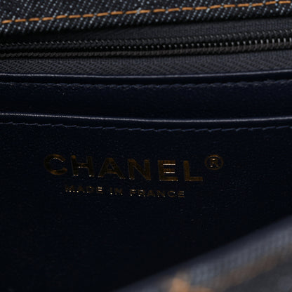 Chanel Denim Quilted Mini Rectangular Flap Dark Blue Orange 6 of 11