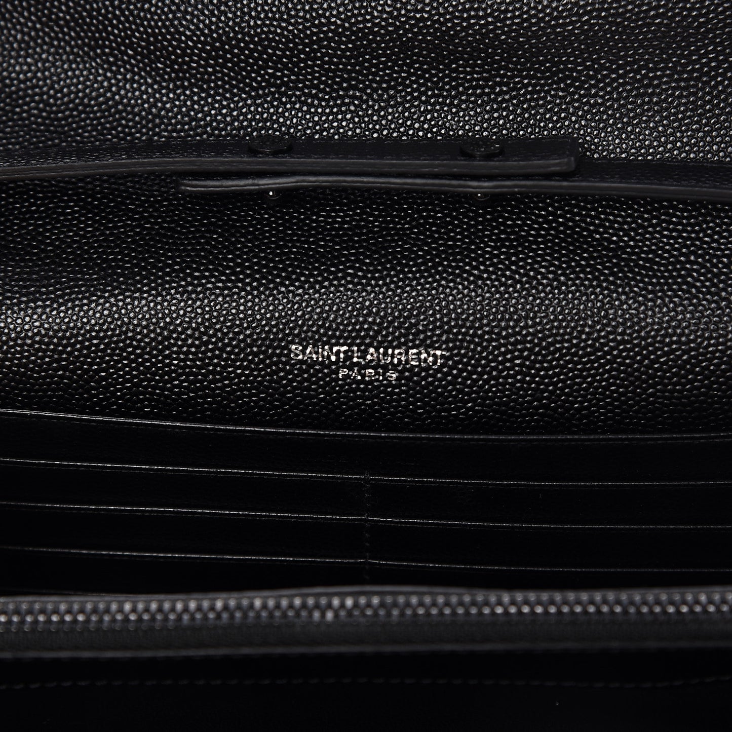 Grain De Poudre Matelasse Chevron Monogram Chain Wallet Black