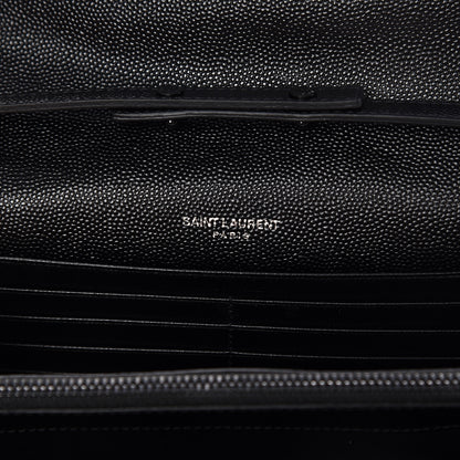 Saint Laurent Grain De Poudre Matelasse Chevron Monogram Chain Wallet Black 6 of 9