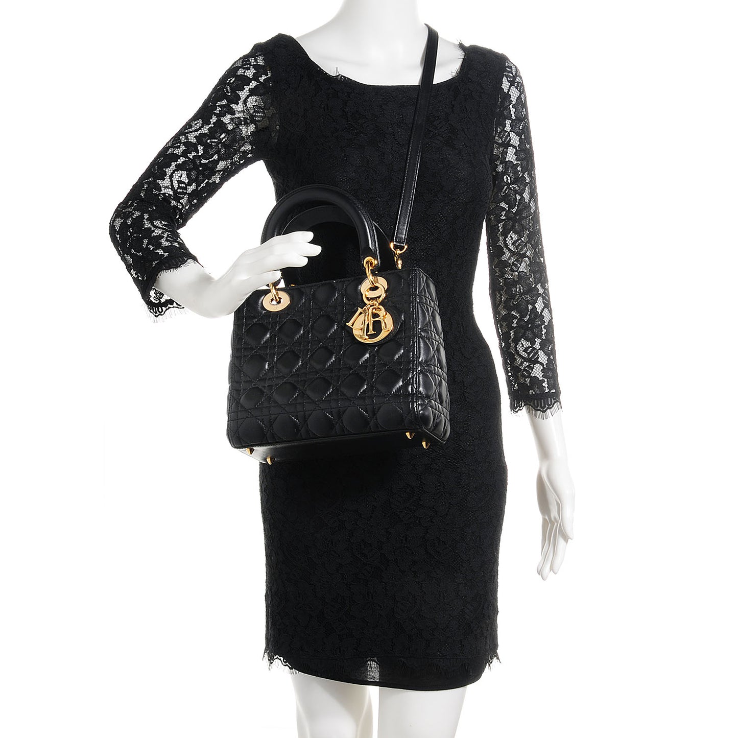 Lambskin Cannage Medium Lady Dior Black