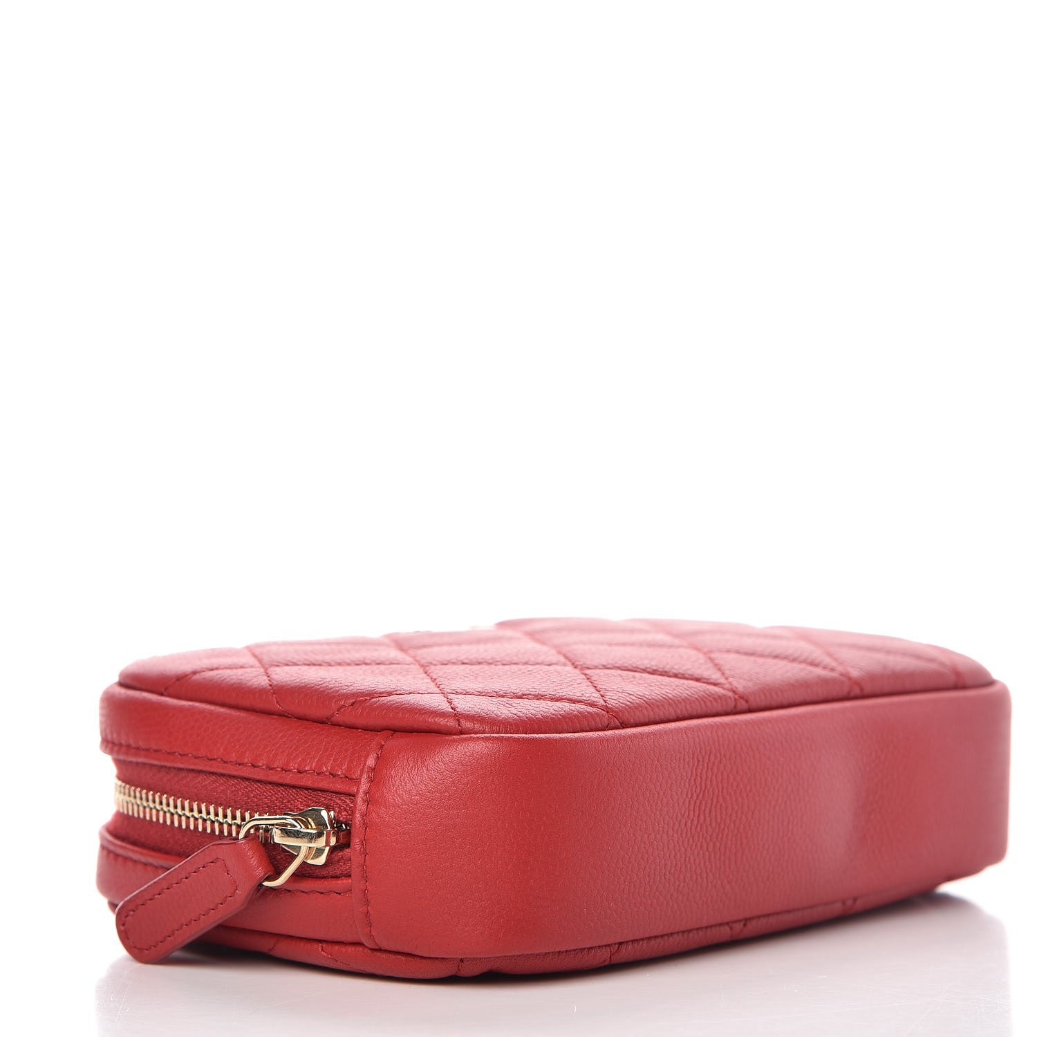 Chanel Caviar Quilted Small Curvy Pouch Cosmetic Case Dark Red 4 of 8