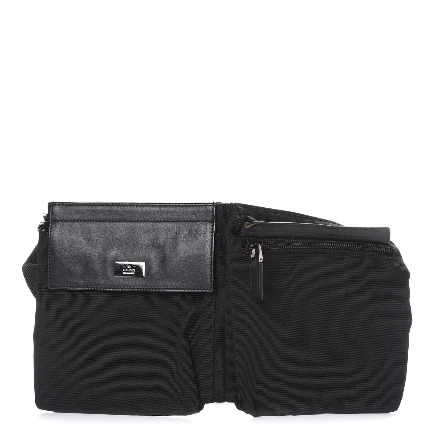 Canvas Double Pocket Belt Bag Black