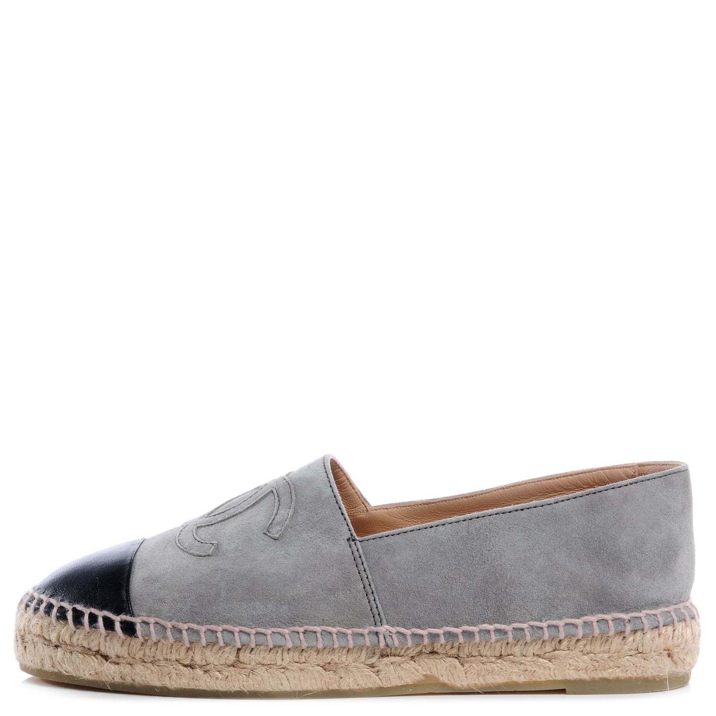 Suede Lambskin Espadrilles Grey Black 37