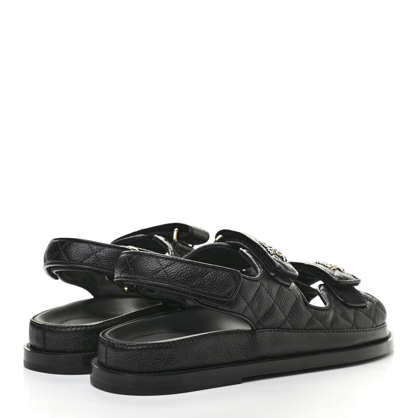 Grained Calfskin Velcro Dad Sandals 38 Black