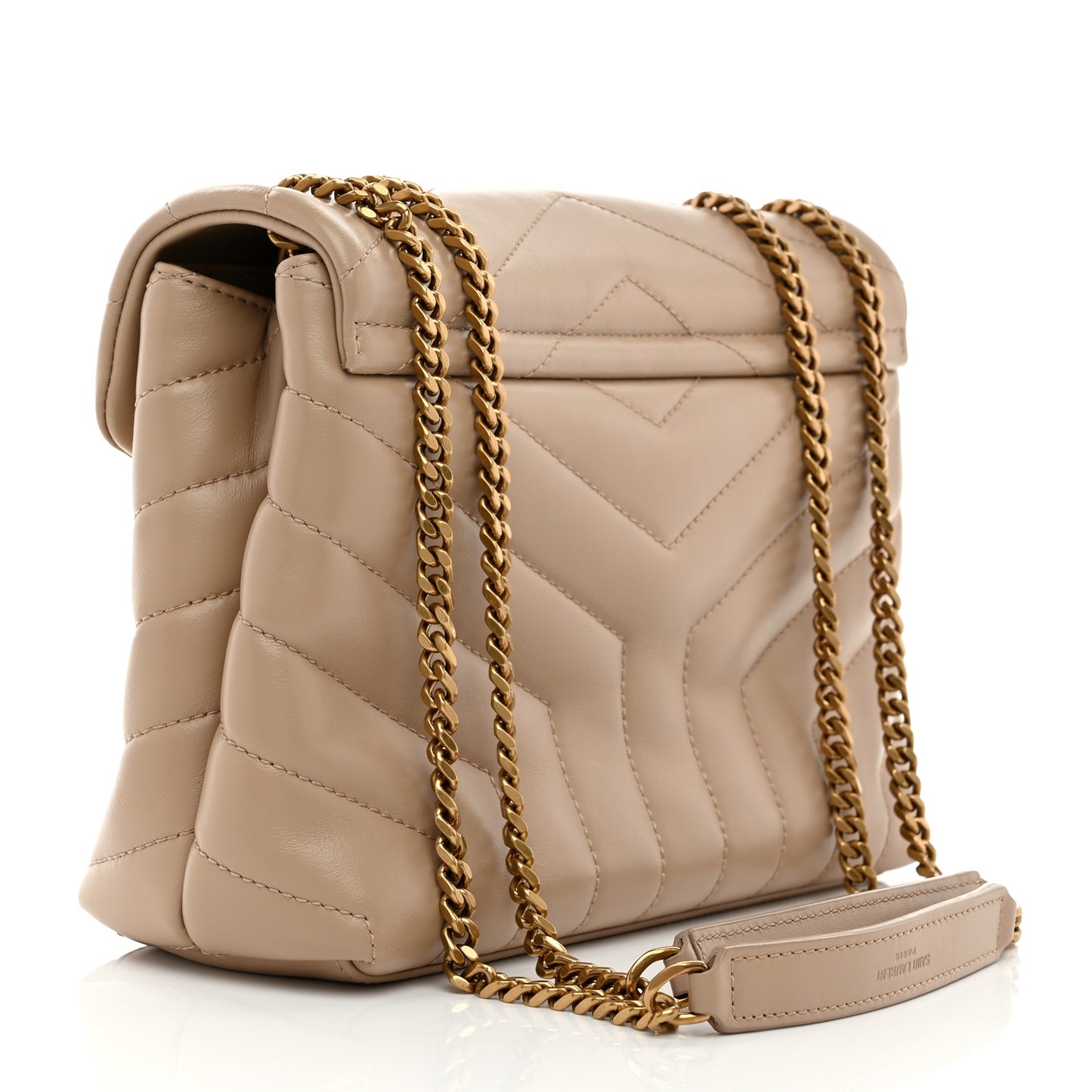 Calfskin Y Quilted Monogram Small Loulou Chain Satchel Dark Beige
