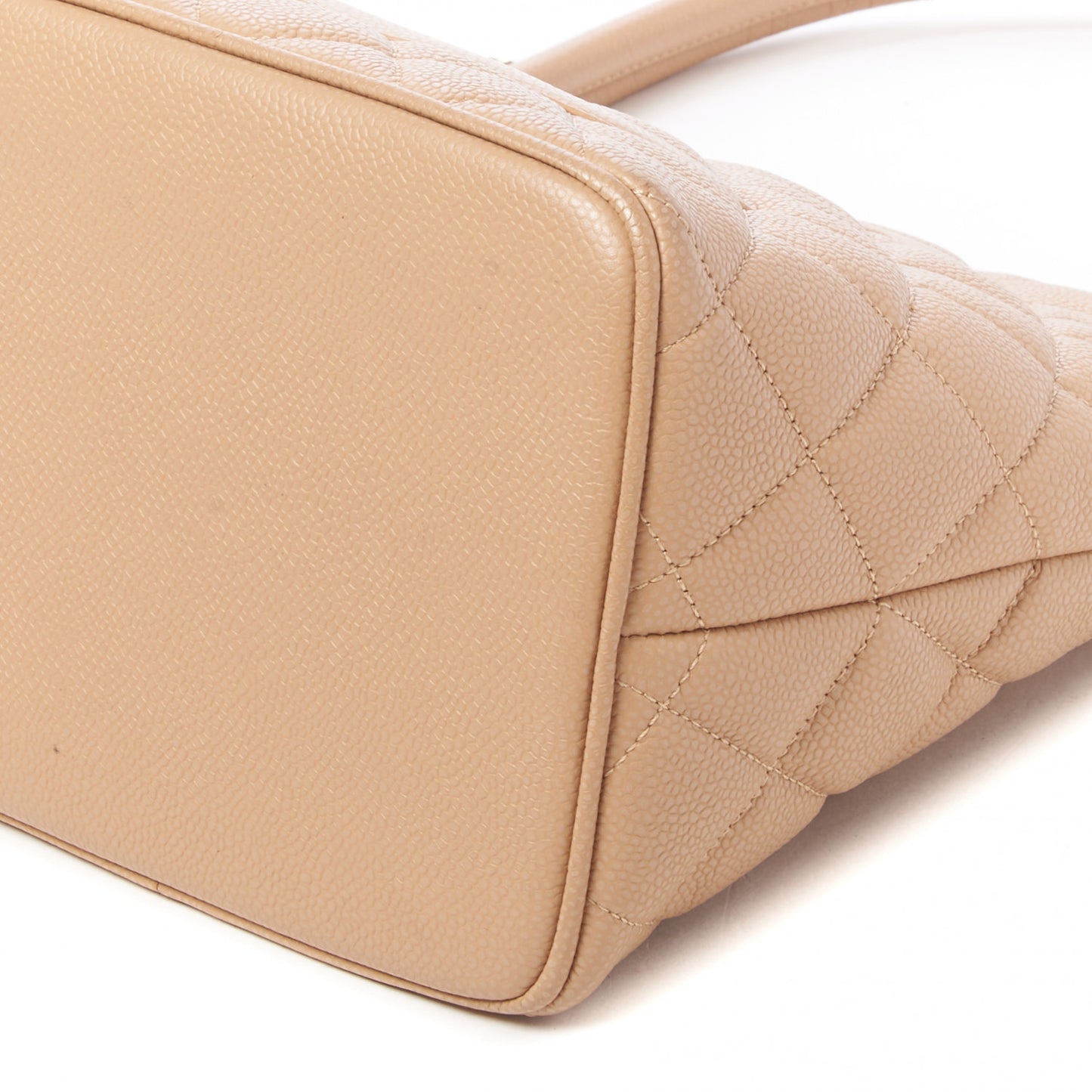 Caviar Quilted Medallion Tote Beige