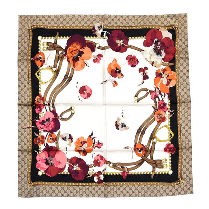 Gucci Silk Twill GG Monogram New Panshie Square Scarf Black Dark Purple 1 of 5