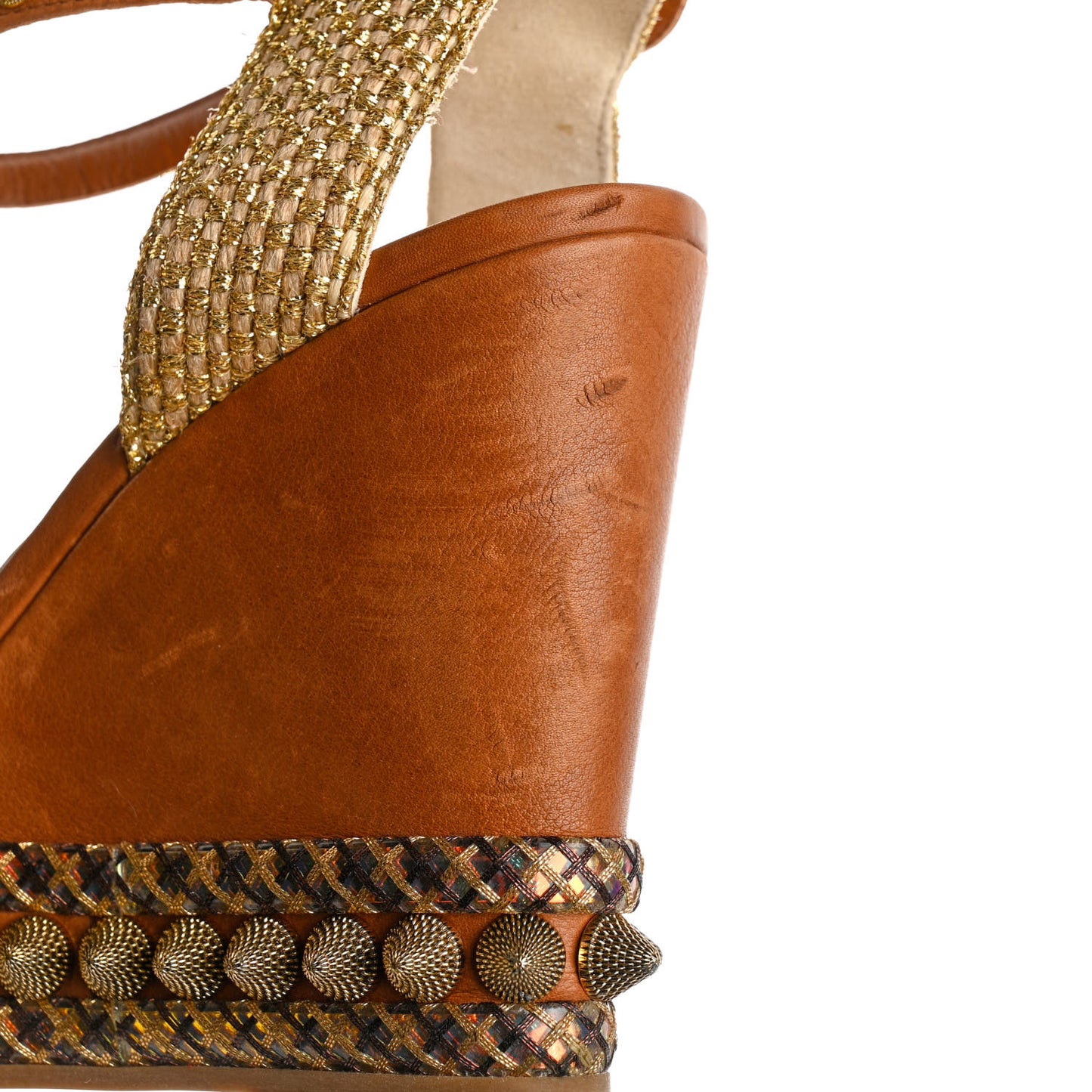 Calfskin Cordorella 110 Wedge Sandals 39 Version Cuoio
