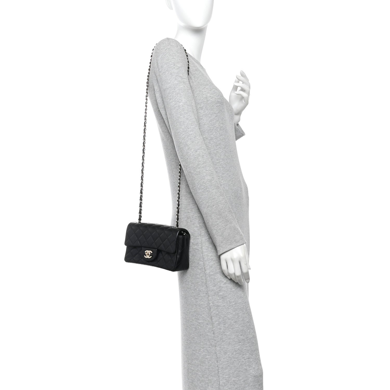 Chanel Lambskin Quilted Mini Rectangular Flap Black 2 of 14