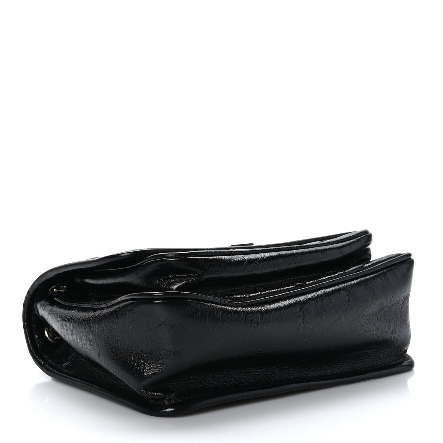 Crinkled Calfskin Matelasse Monogram Baby Niki Chain Satchel Black