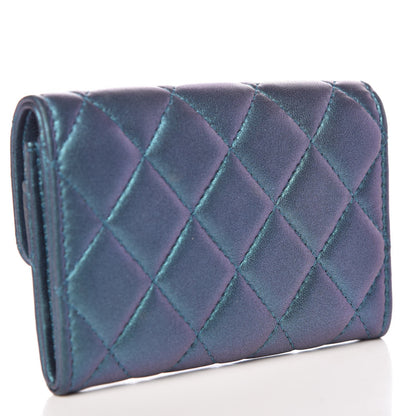 Chanel Iridescent Lambskin Quilted Card Holder Blue 3 of 9