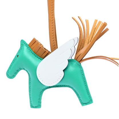 Hermes Milo Lambskin Grigri Rodeo Pegase Horse Bag Charm PM Menthe Sesame Bleu Brume 3 of 5