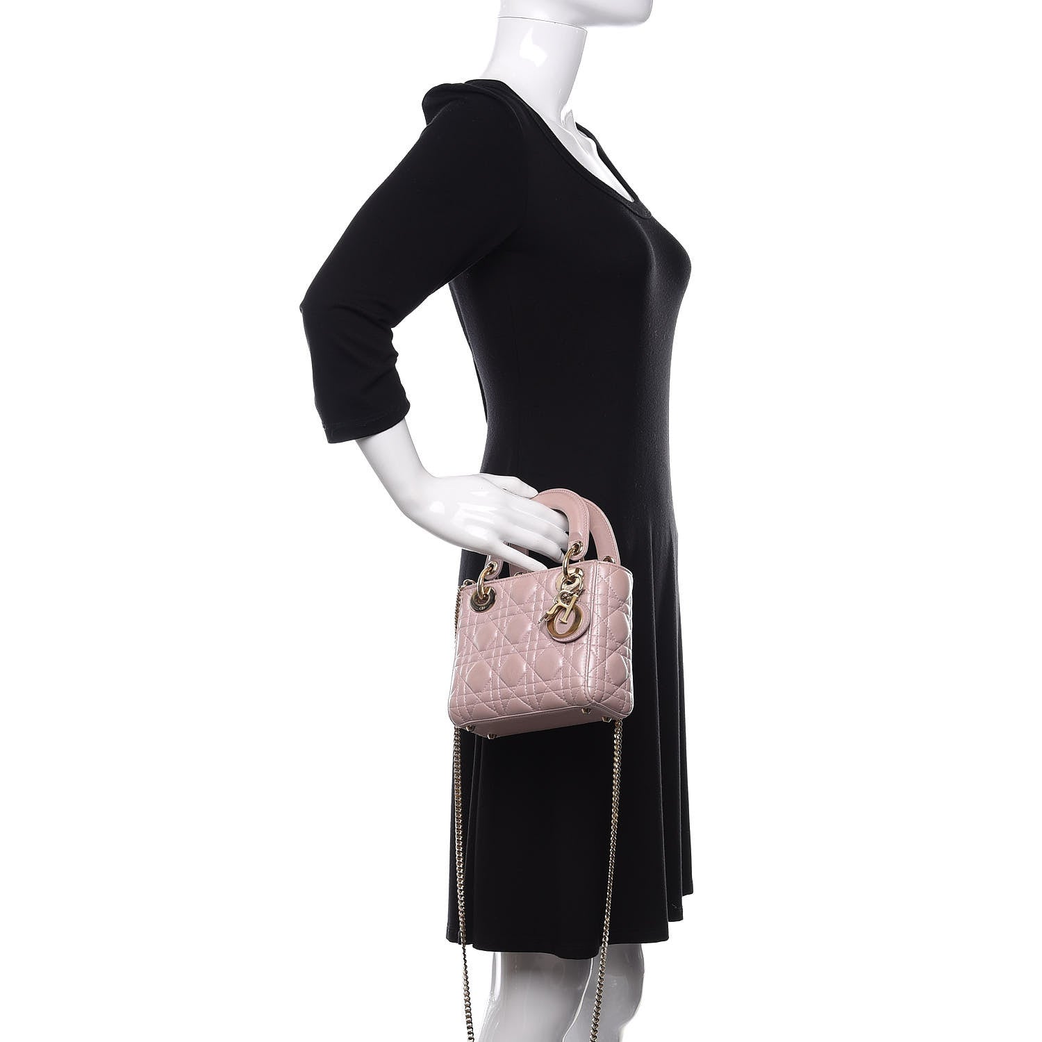 Christian Dior Metallic Lambskin Cannage Mini Lady Dior Lotus 3 of 12