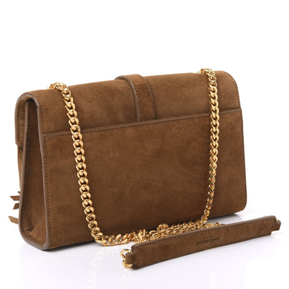 Saint Laurent Suede Fringe Small Monogram Satchel Light Ocre 2 of 9