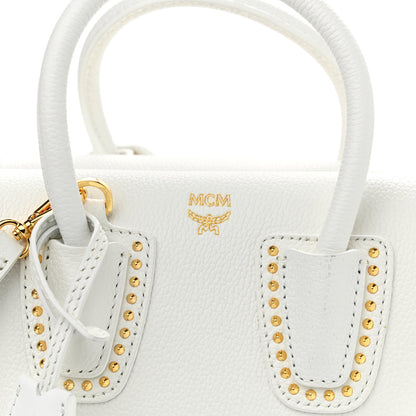 MCM Grained Calfskin Studded Mini Milla Tote White 6 of 12
