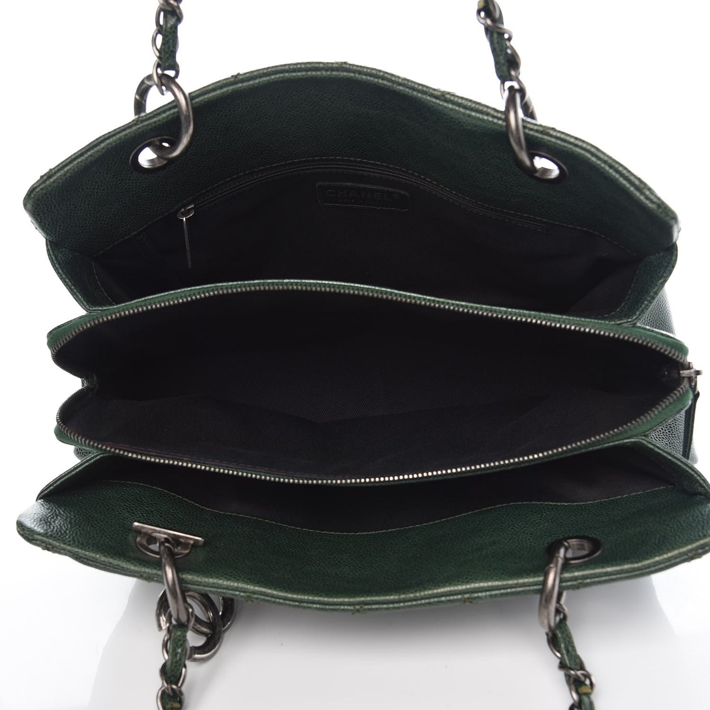 Caviar Chic Shopping Tote Dark Green