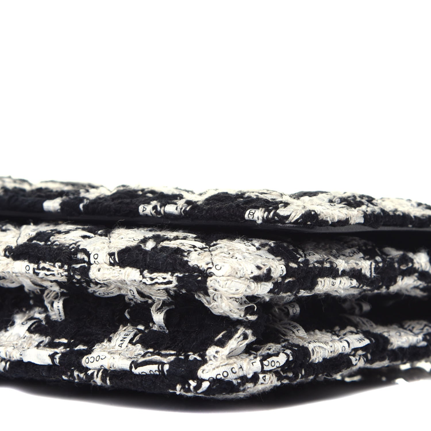 Chanel Tweed Quilted Wallet On Chain WOC Black Ecru White 9 of 10
