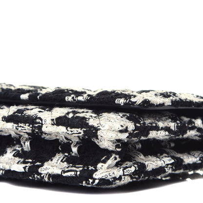 Chanel Tweed Quilted Wallet On Chain WOC Black Ecru White 9 of 10