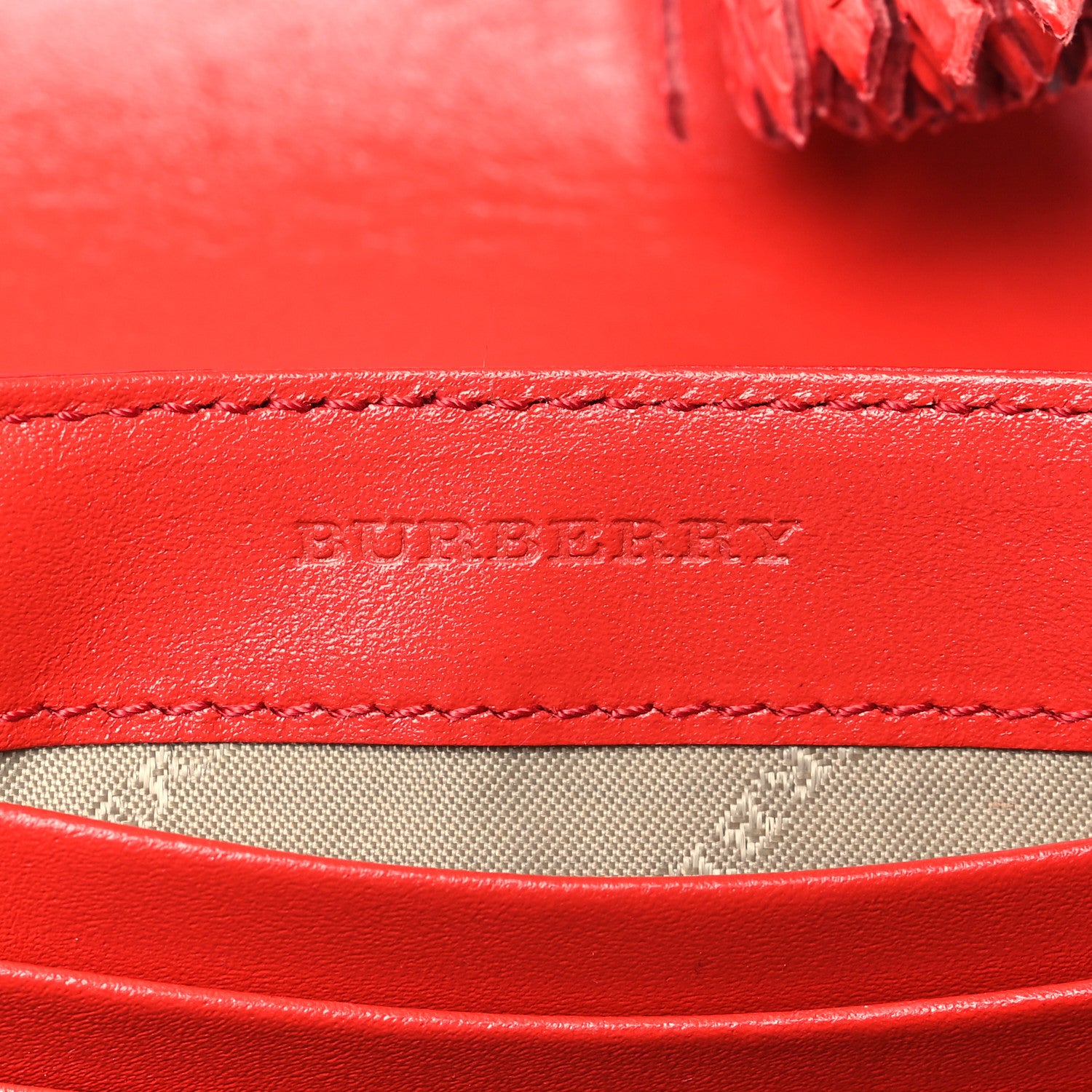 Burberry Snakeskin Mini Tassel Crossbody Bag Red 6 of 8