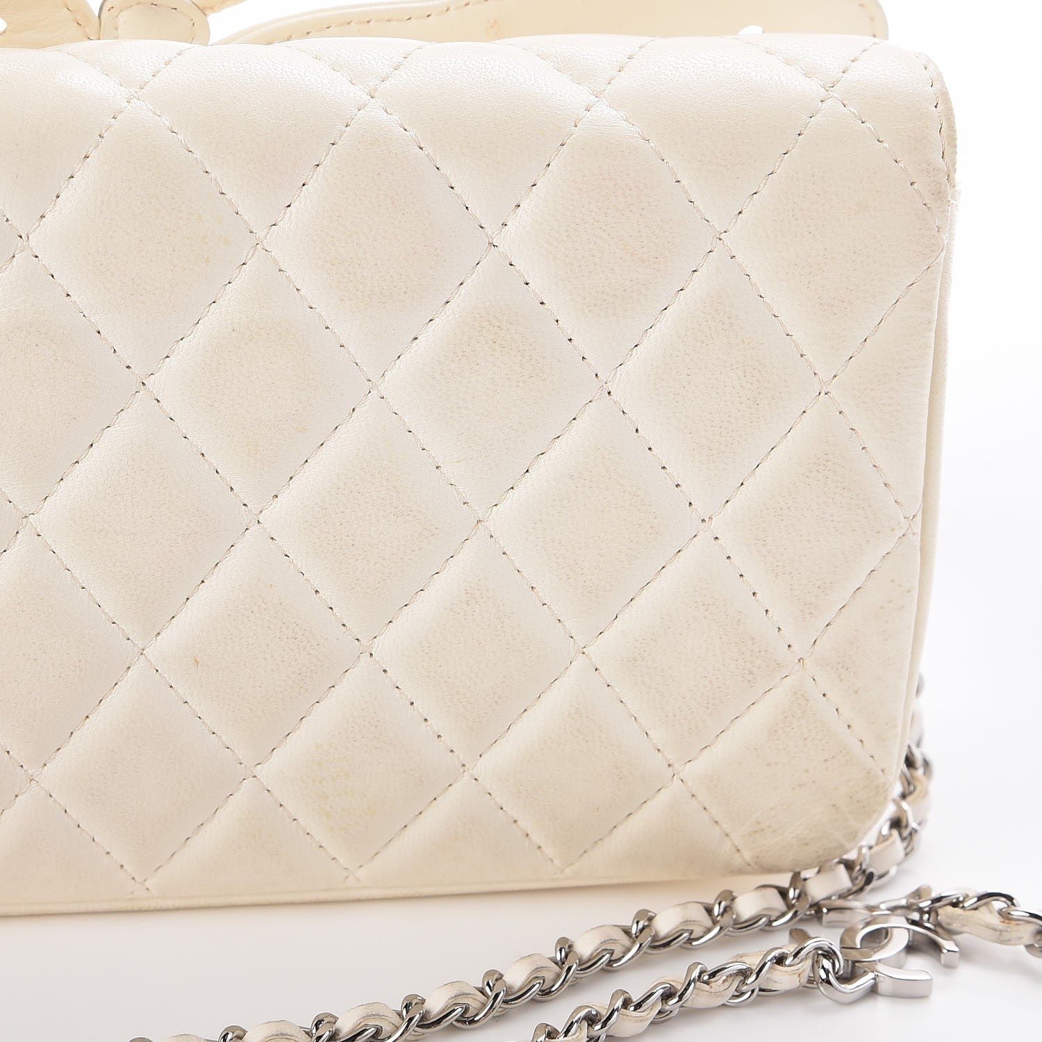 Chanel Lambskin Quilted Butterfly Chain Clutch White 11 of 15