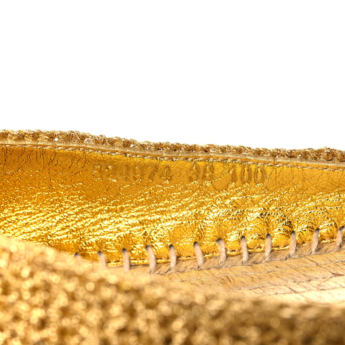 Cotton Malaga Kid Crochet Pearly GG Lilibeth Espadrille 38 Gold