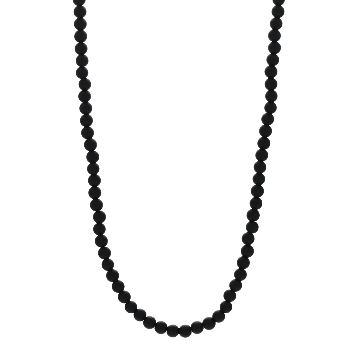 Sterling Silver Black Onyx 6mm Spiritual Beads Necklace