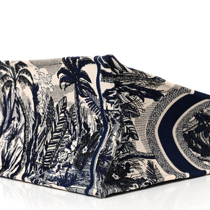 Christian Dior Canvas Embroidered Large Palm Tree Toile De Jouy Book Tote Blue 10 of 11