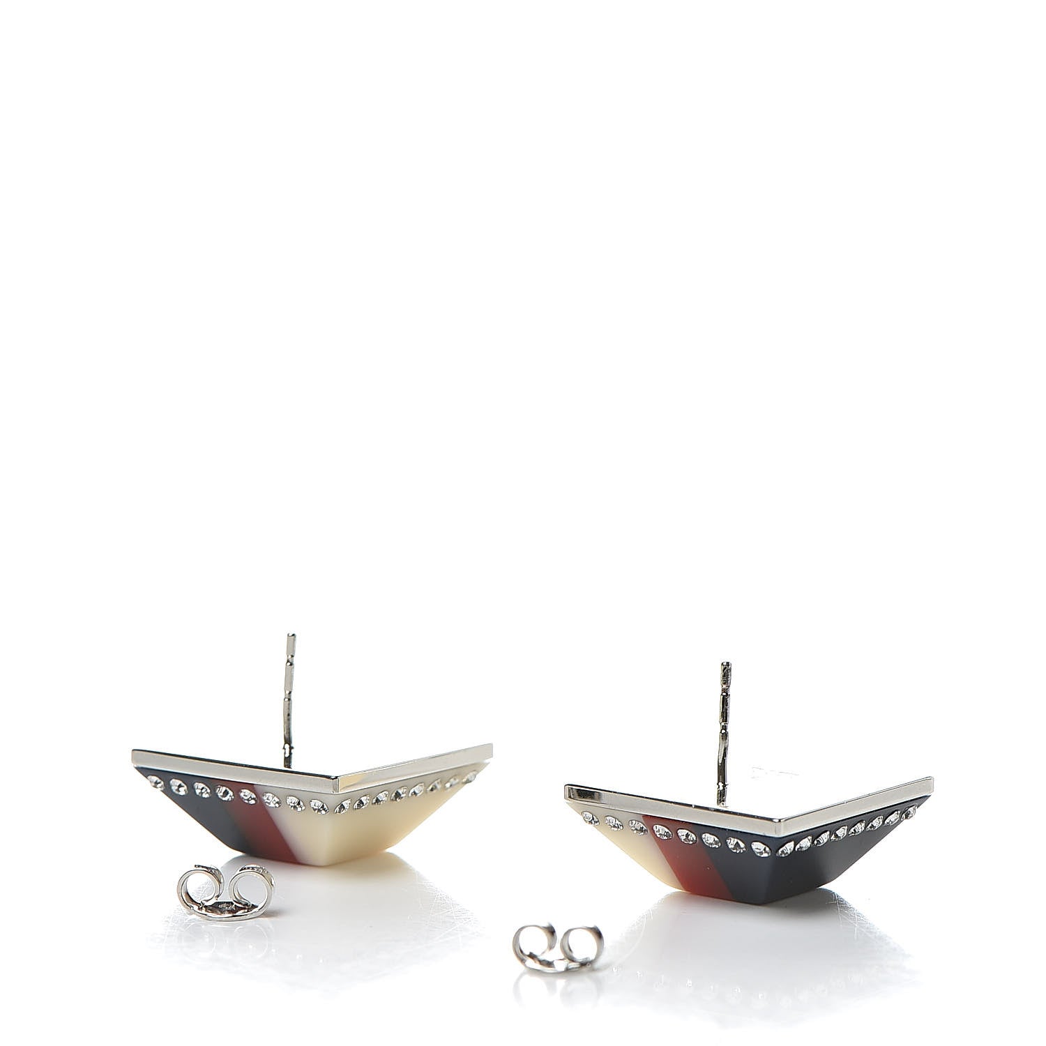 Gucci Resin Strass Vintage Web Stud Earrings Blue Red 3 of 5