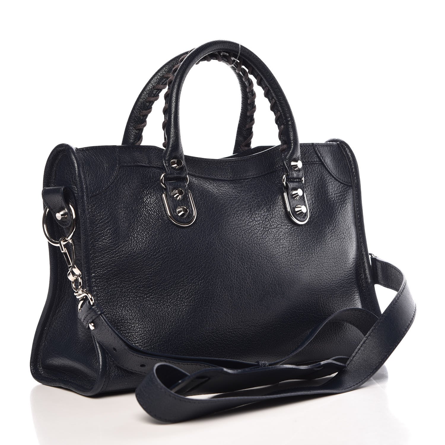 Balenciaga Chevre Silver Metallic Edge Hardware S City Bleu Nuit Dark Sea 4 of 10