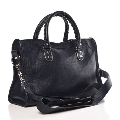 Balenciaga Chevre Silver Metallic Edge Hardware S City Bleu Nuit Dark Sea 4 of 10