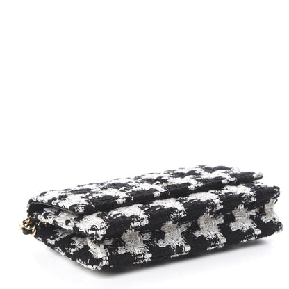 Chanel Tweed Quilted Wallet On Chain WOC Black Ecru White 3 of 11