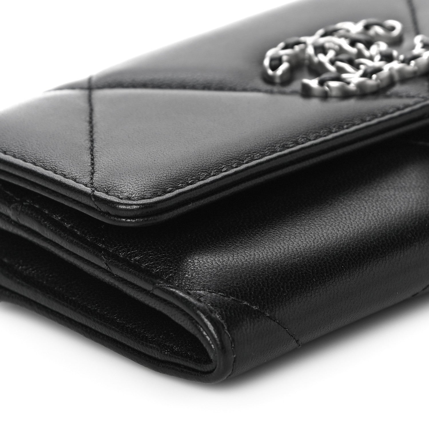 Chanel Lambskin Quilted Chanel 19 Flap Wallet Black 10 of 14