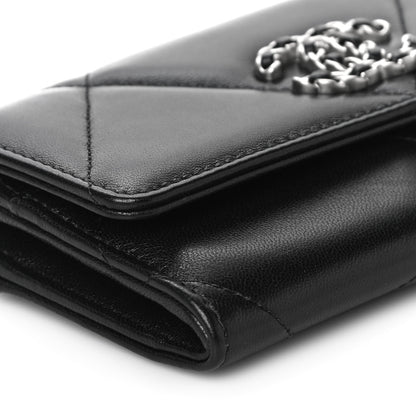 Chanel Lambskin Quilted Chanel 19 Flap Wallet Black 10 of 14